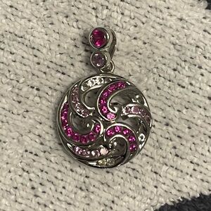 Silver Pendant with Pink Accents